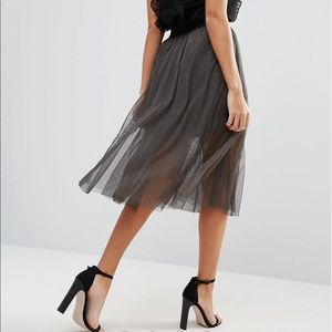 Mossimo Black Tulle Overlay Midi